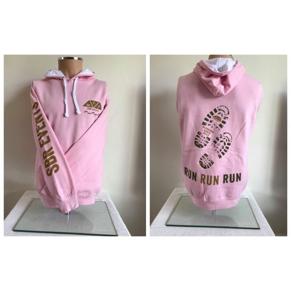 Footprints Hoody - BABY PINK with WHITE hood